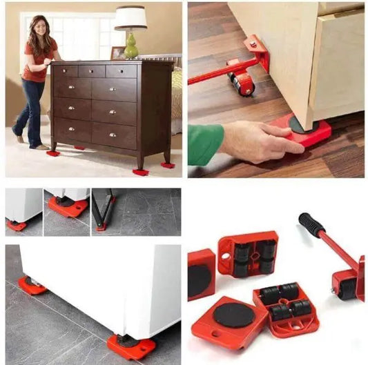 Heavy Duty Furniture Mover Set Furniture Mover Tool Transport Lifter Heavy Stuffs Moving Wheel Roller With Bar Moving Tools - My Store
